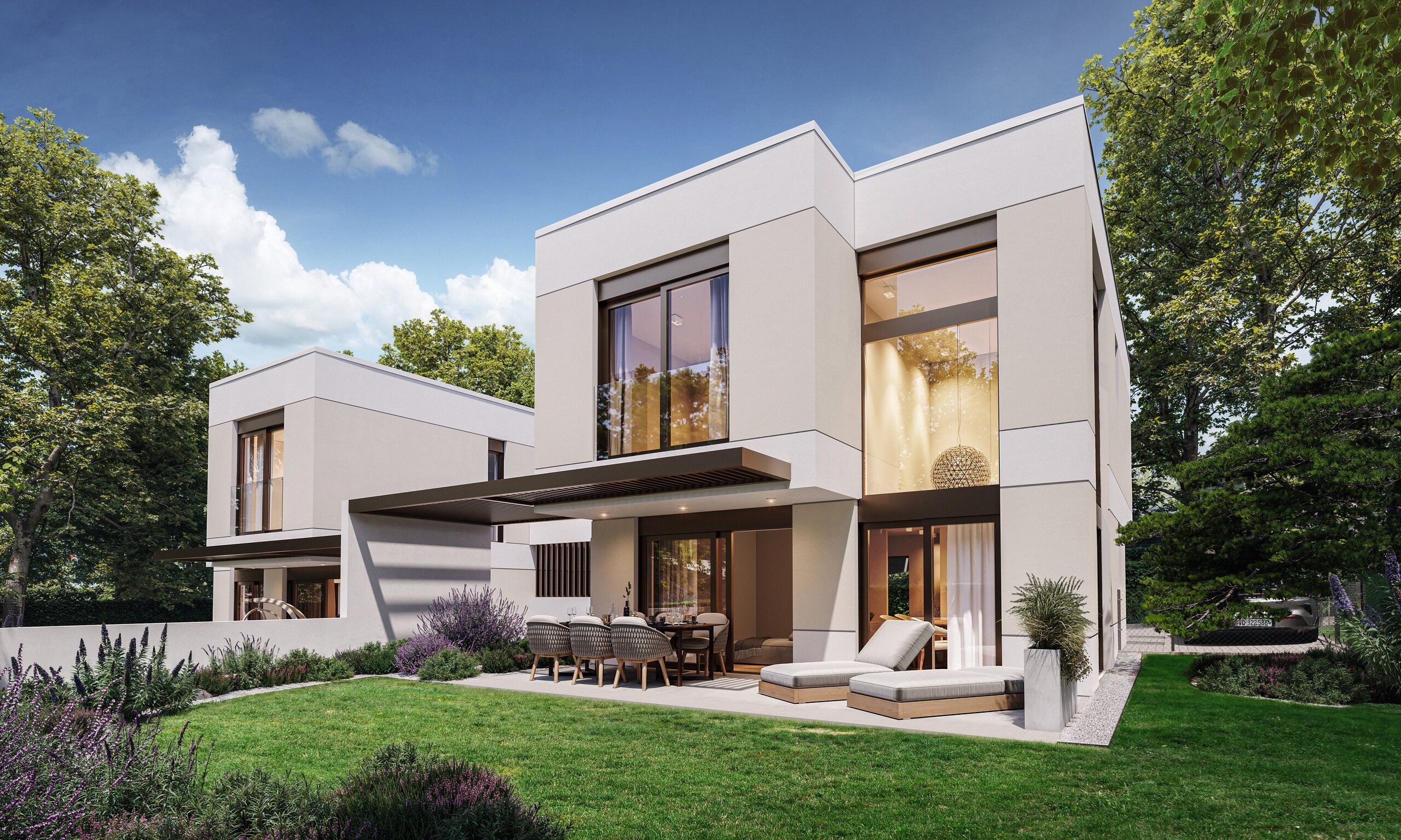 Hermance 36 — vue extérieure des villas dans leur environnement à Vésenaz